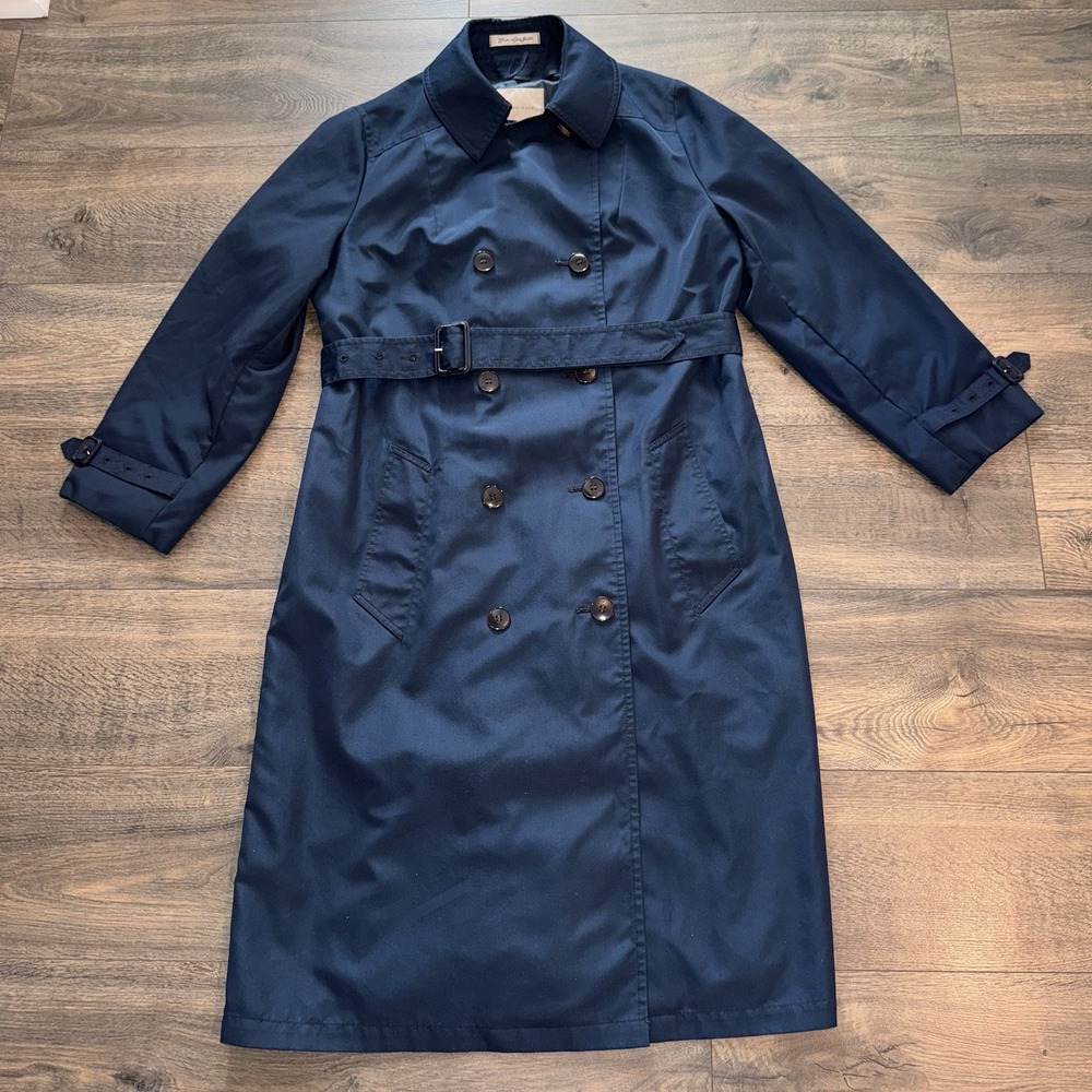 Vtg Misty Harbor Women Sz 16 Long Trench Coat Belted Overcoat Old‎ Money